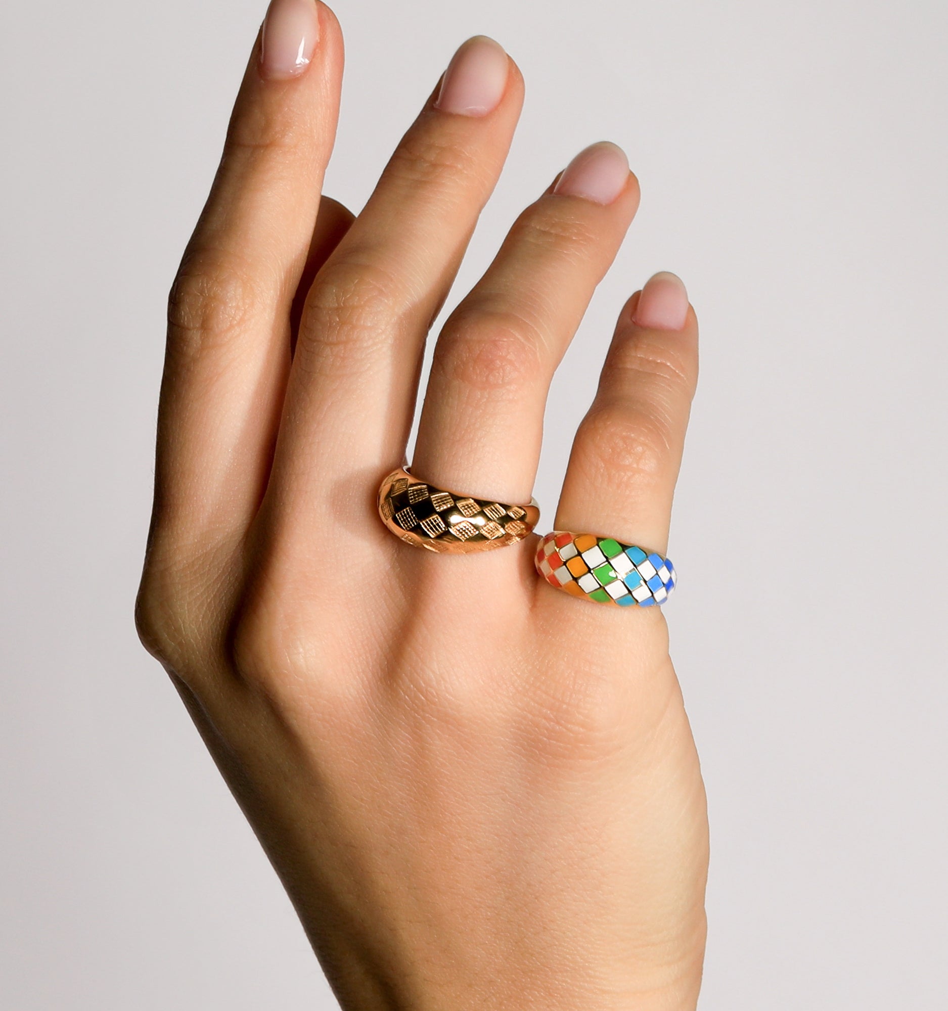 Assorted Check Rings Rainbow Checker Rings, Set of 2 Dome Rings – Rellery