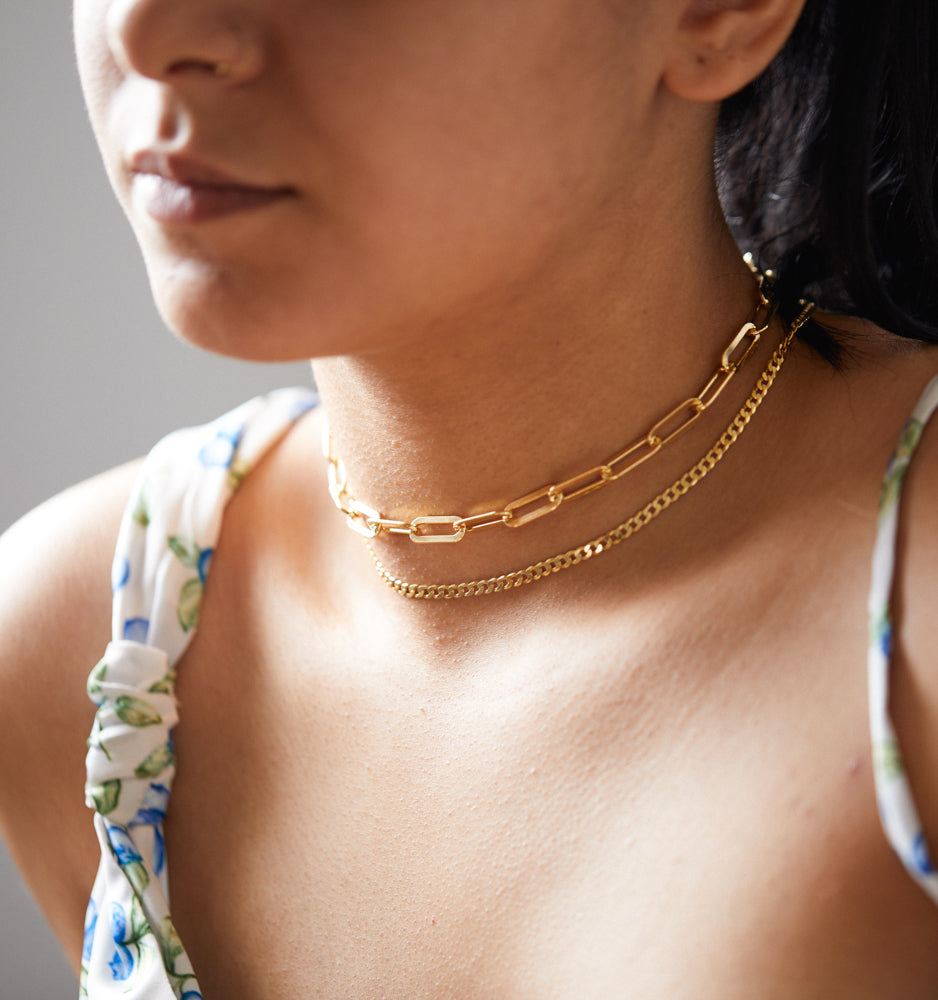 Cuban Link Chain Necklace Lady Hearts, Charm Choker Necklace