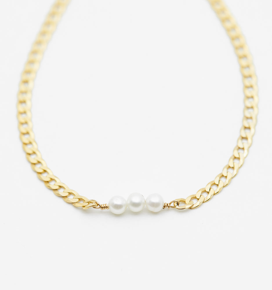 Triple Pearl Choker Necklace