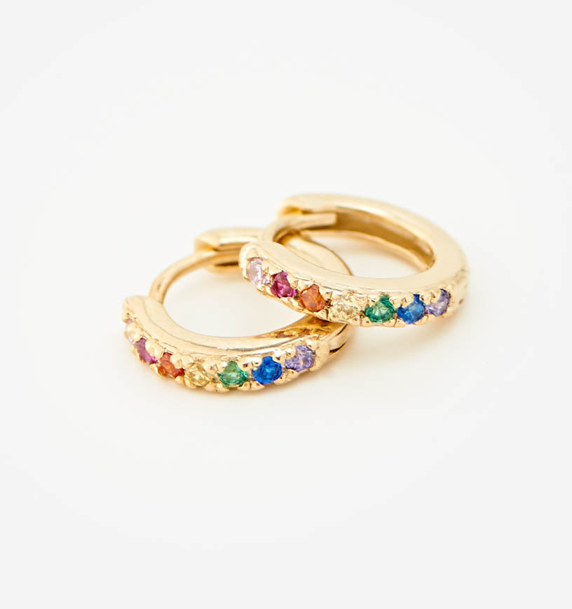 Rainbow Huggie Hoop Earrings