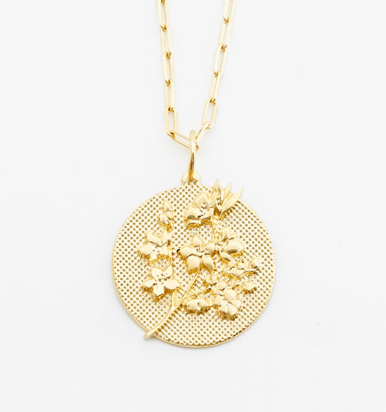 Sakura Cherry Blossom 18K Gold pendant (with optional chain)