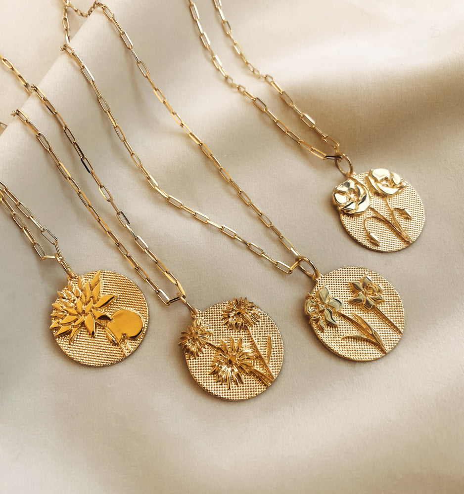 Birth Flower Gold Necklace – Pineal Vision Jewelry