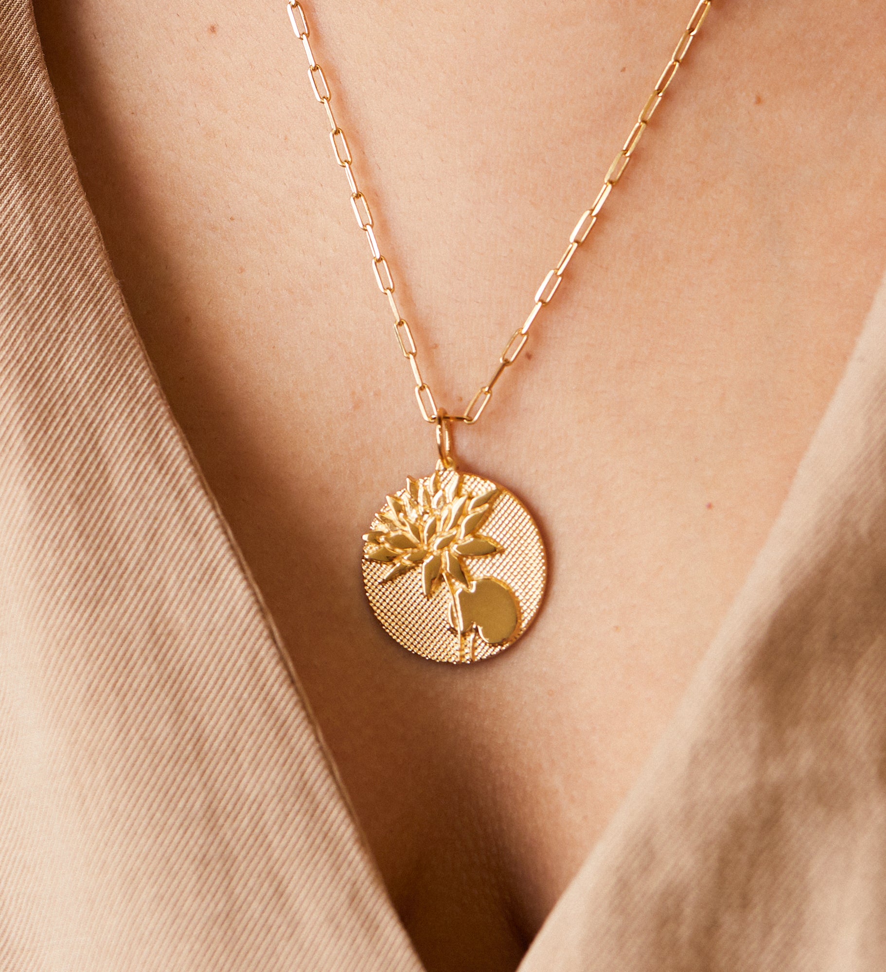 Bold Lotus Necklace - July Flower