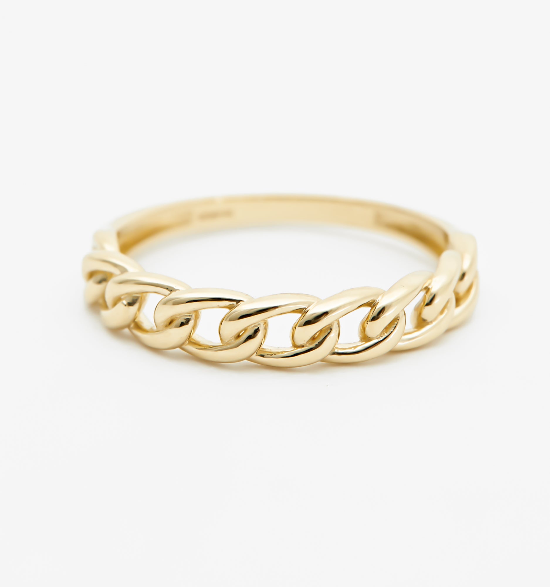 Mini Curb Chain Ring - 14K Solid Gold