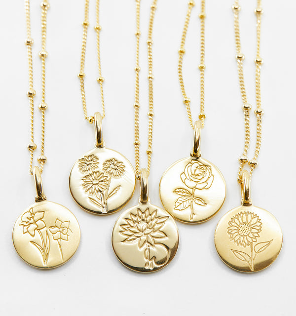 Birth Flower Gold Necklace – Pineal Vision Jewelry