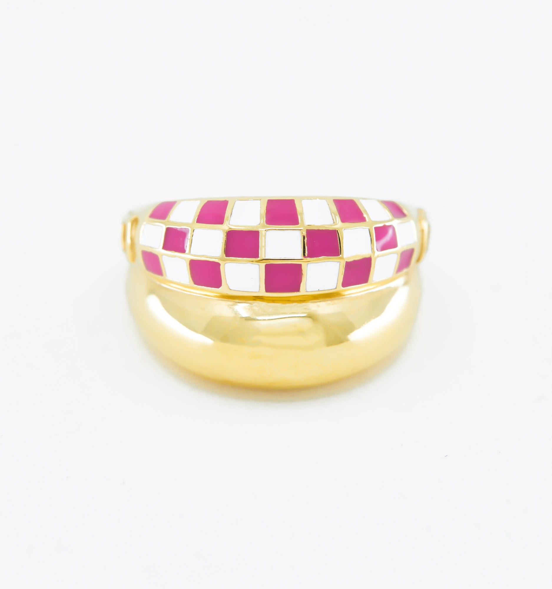 Double Checker Ring - Pink And White