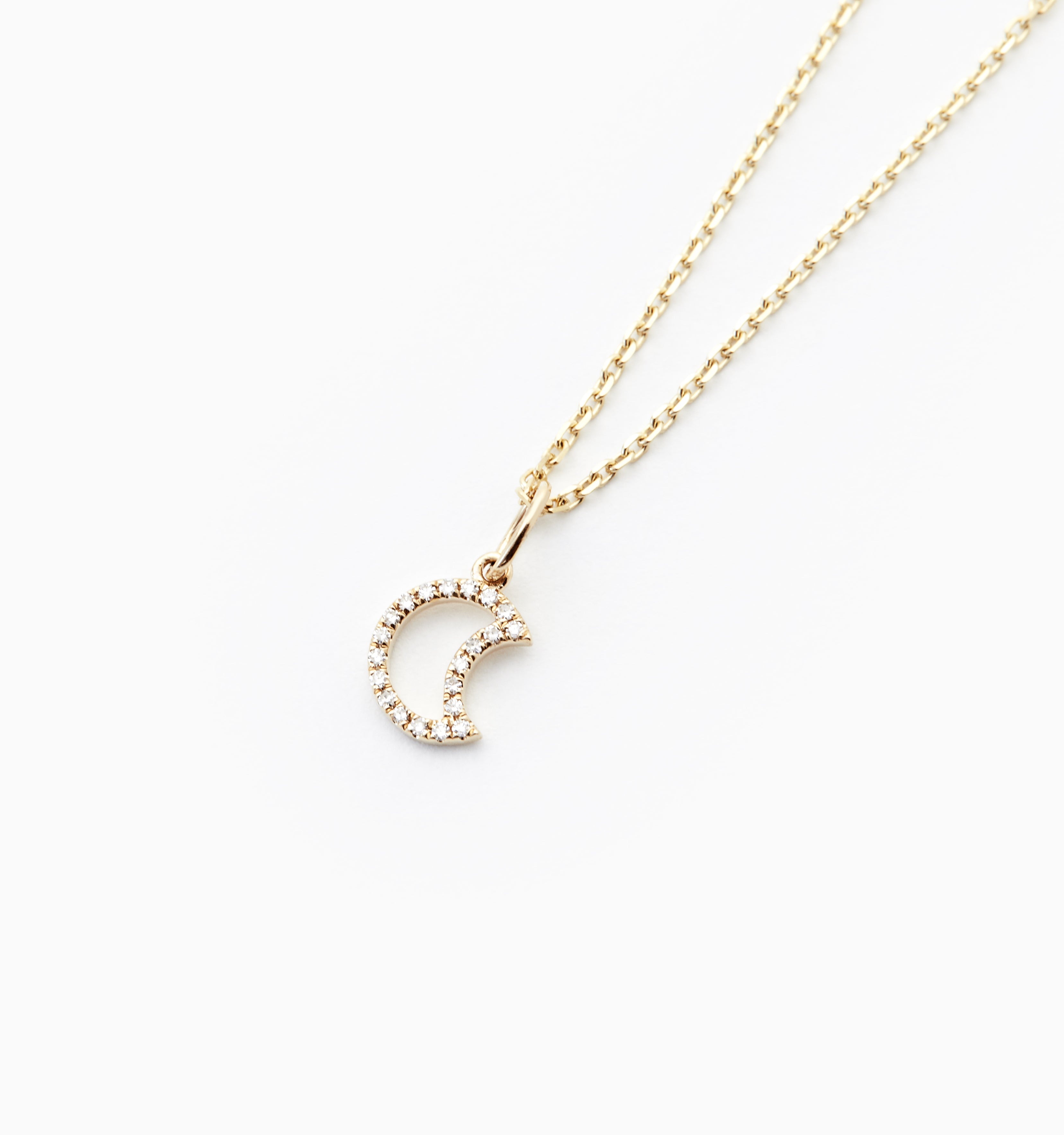 Open Moon Diamond Necklace