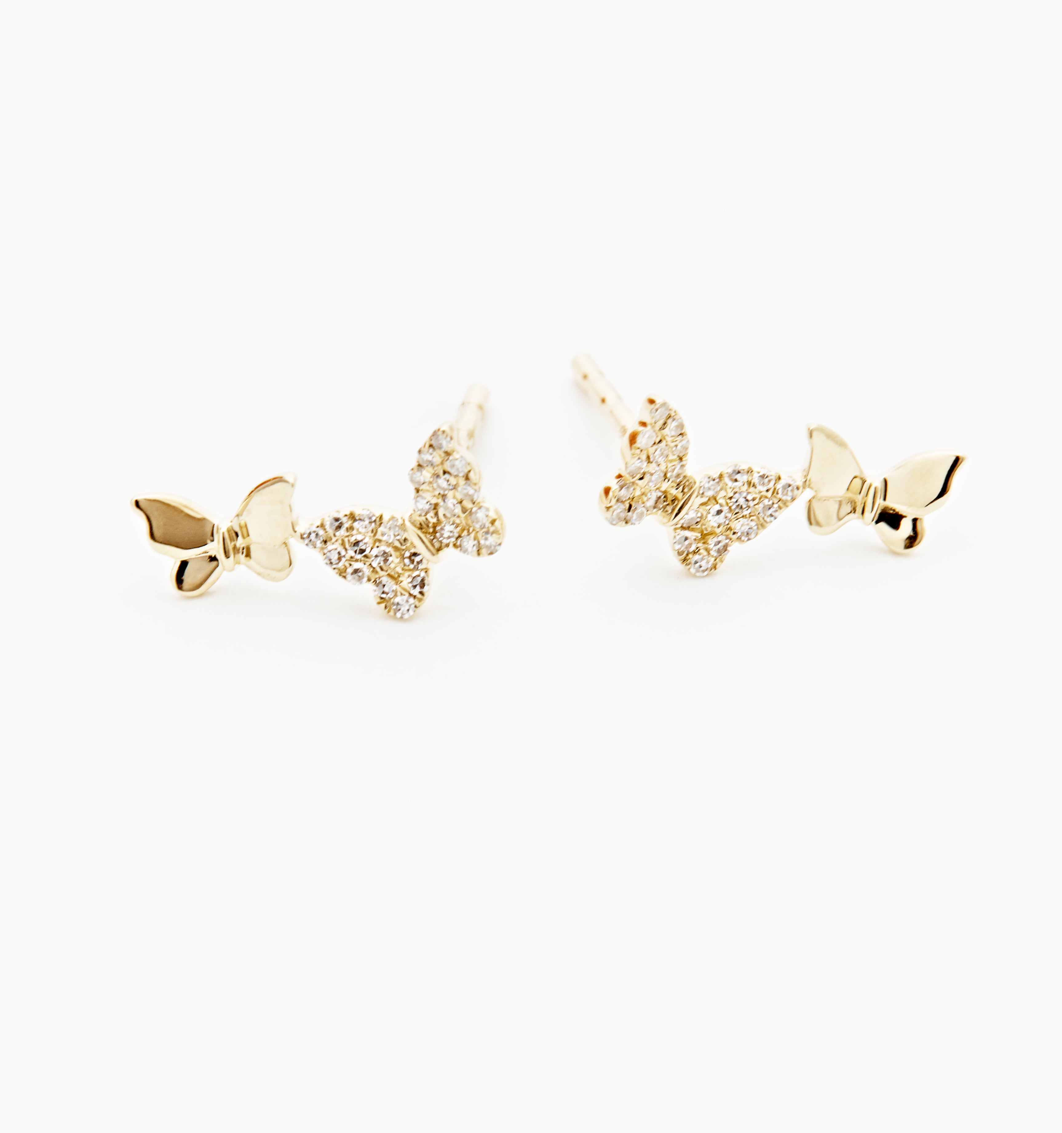 Duo Butterfly Diamond Stud Earrings