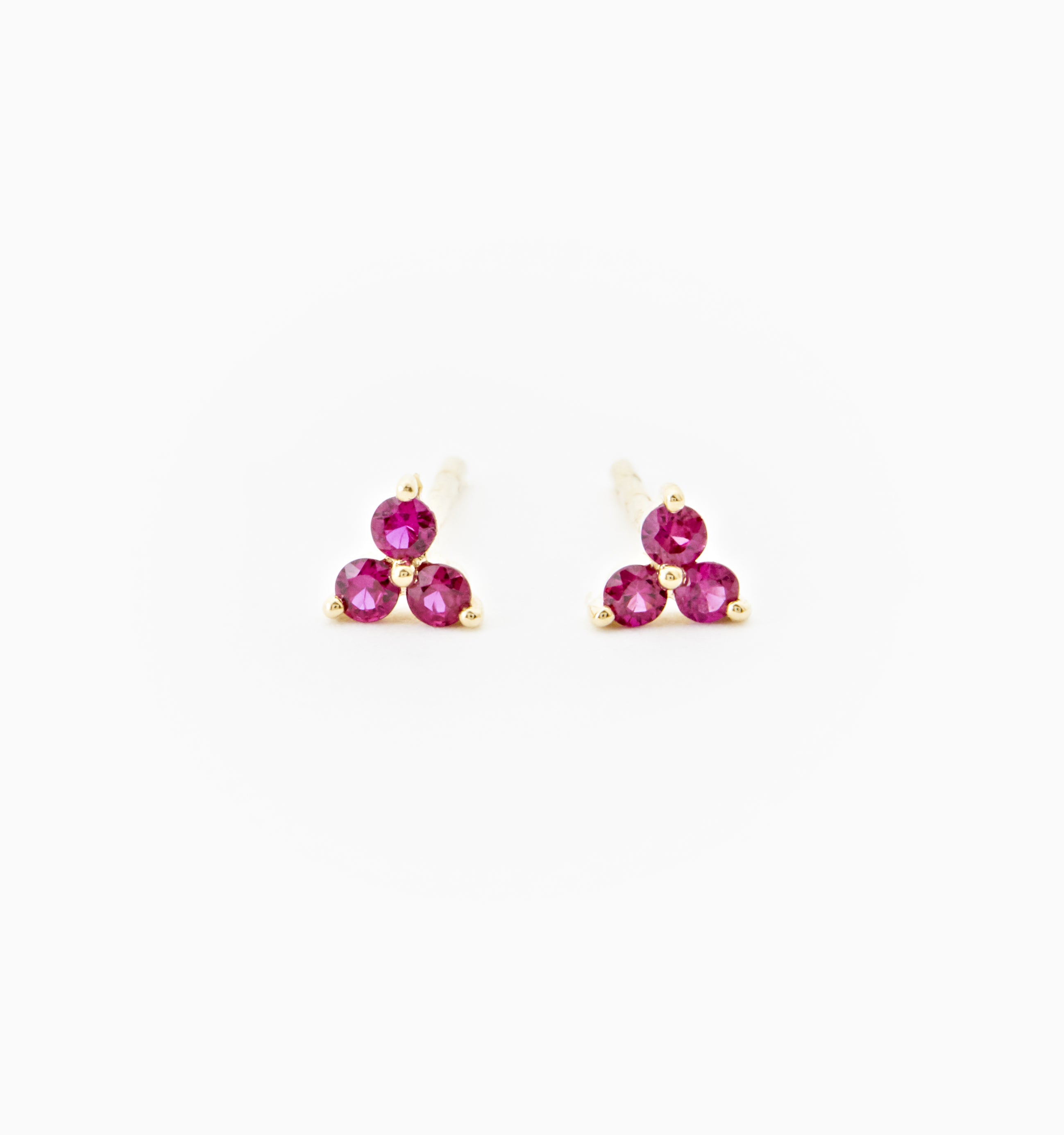 Trinity Ruby Earrings In 14K Solid Gold