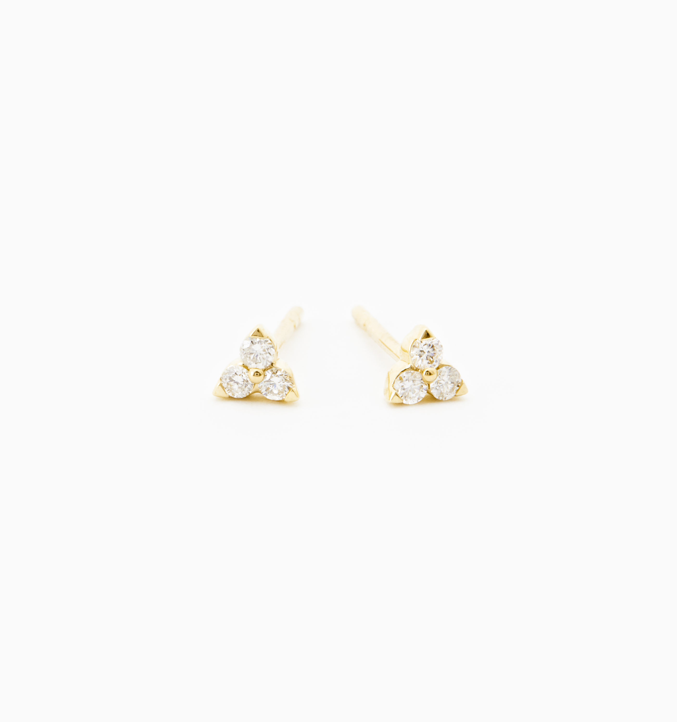 Trinity Diamond Earrings In 14K Solid Gold
