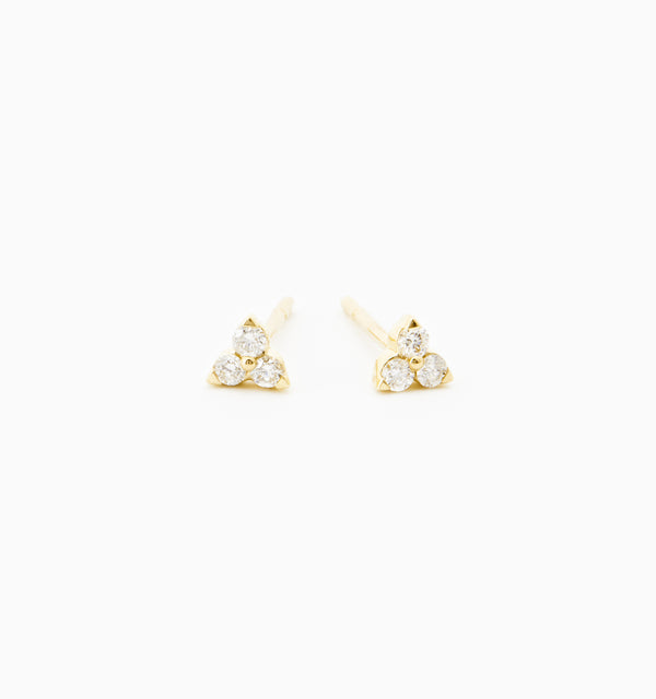 Trinity Diamond Earrings In 14K Solid Gold