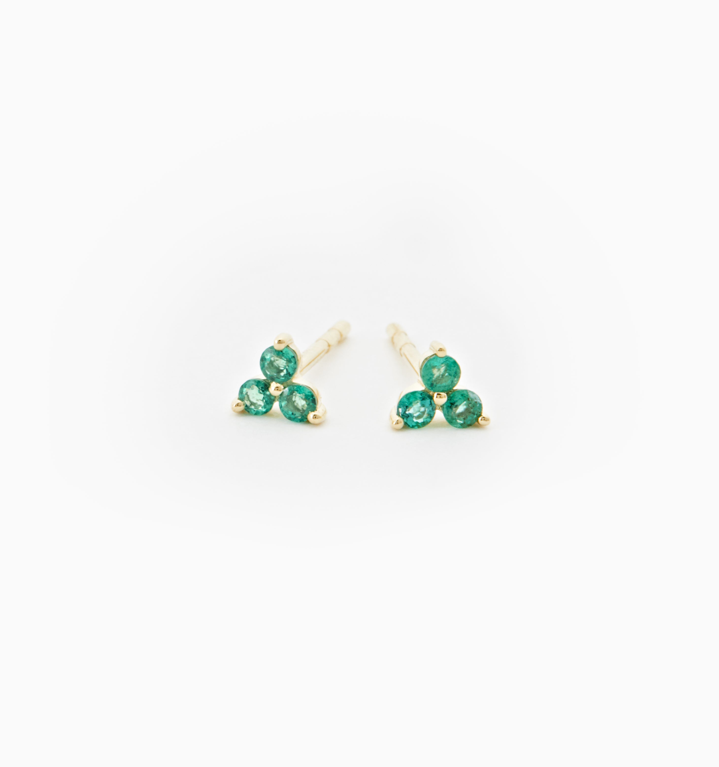Trinity Emerald Earrings In 14K Solid Gold