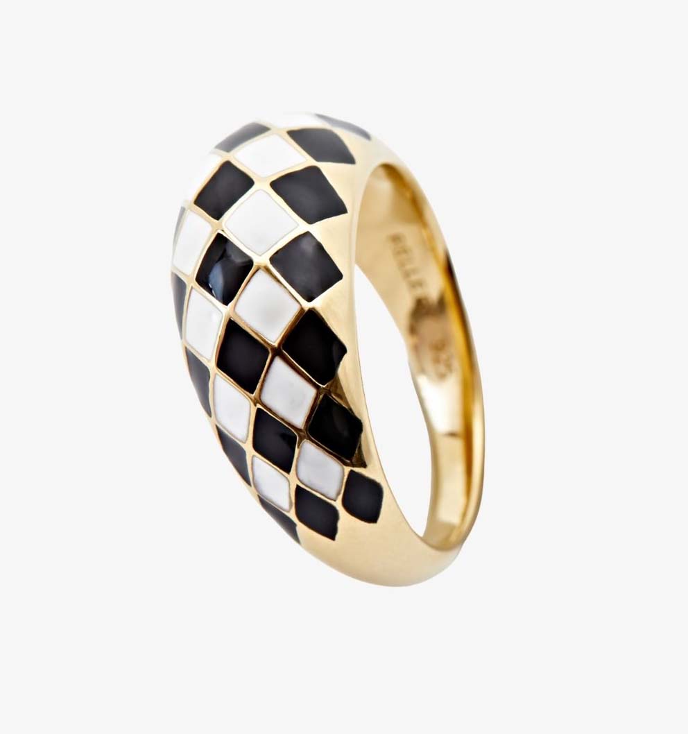 Checker Ring - Black And White