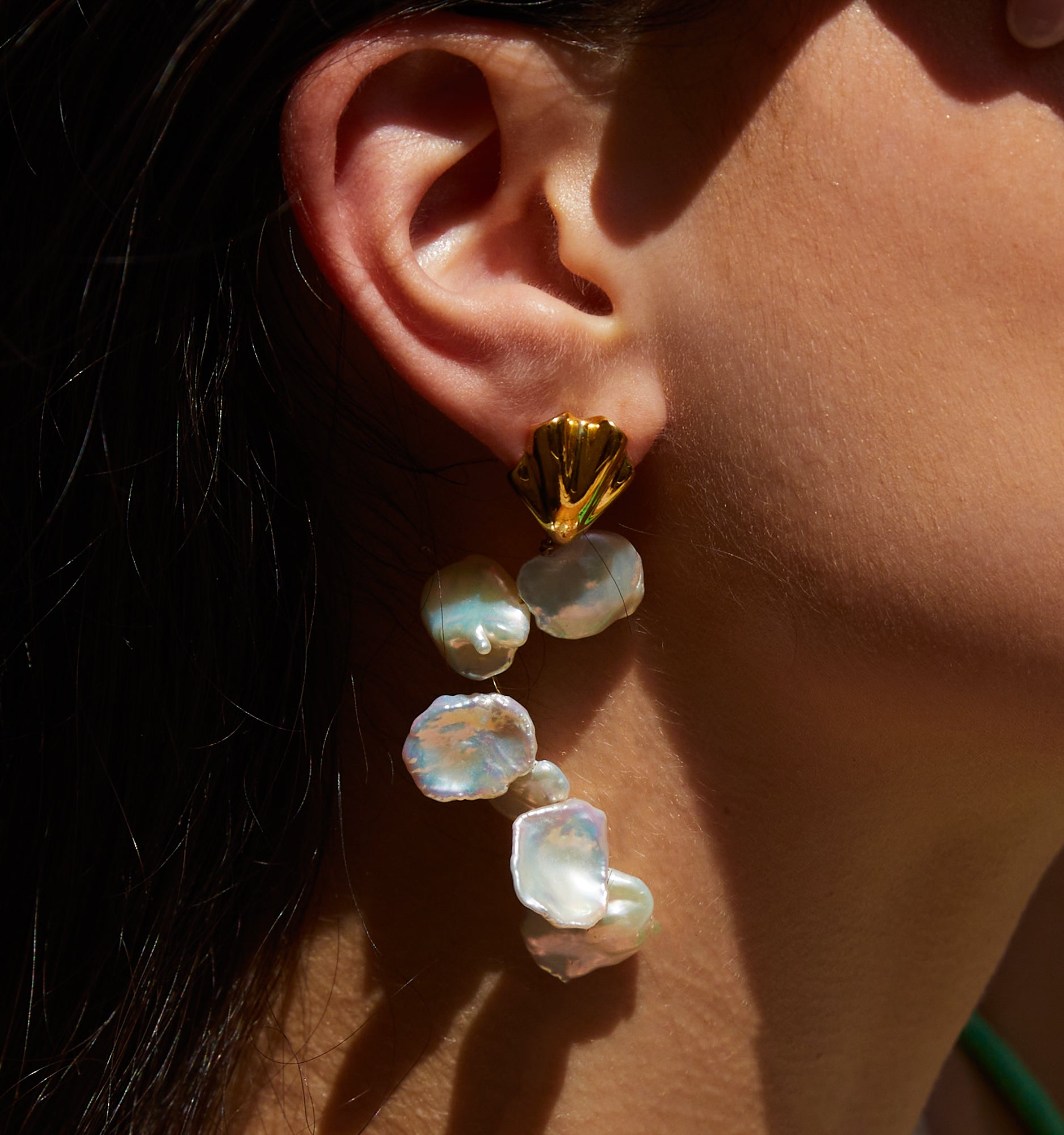Petal Earrings With Baroque Pearls