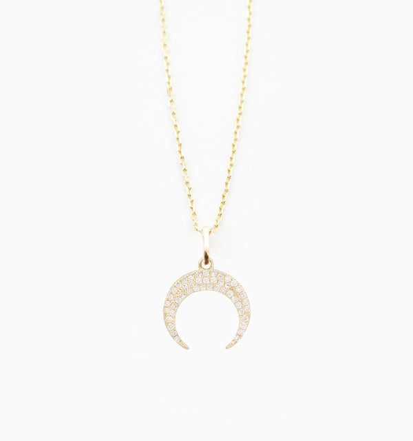 Upside Down Moon Diamond Necklace