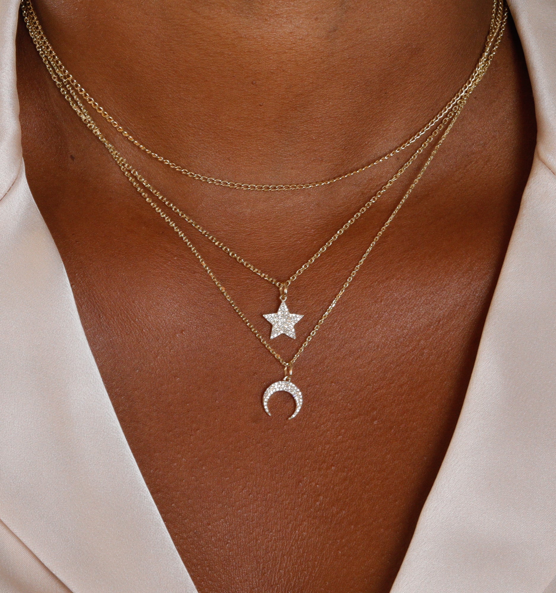 Upside Down Moon Diamond Necklace