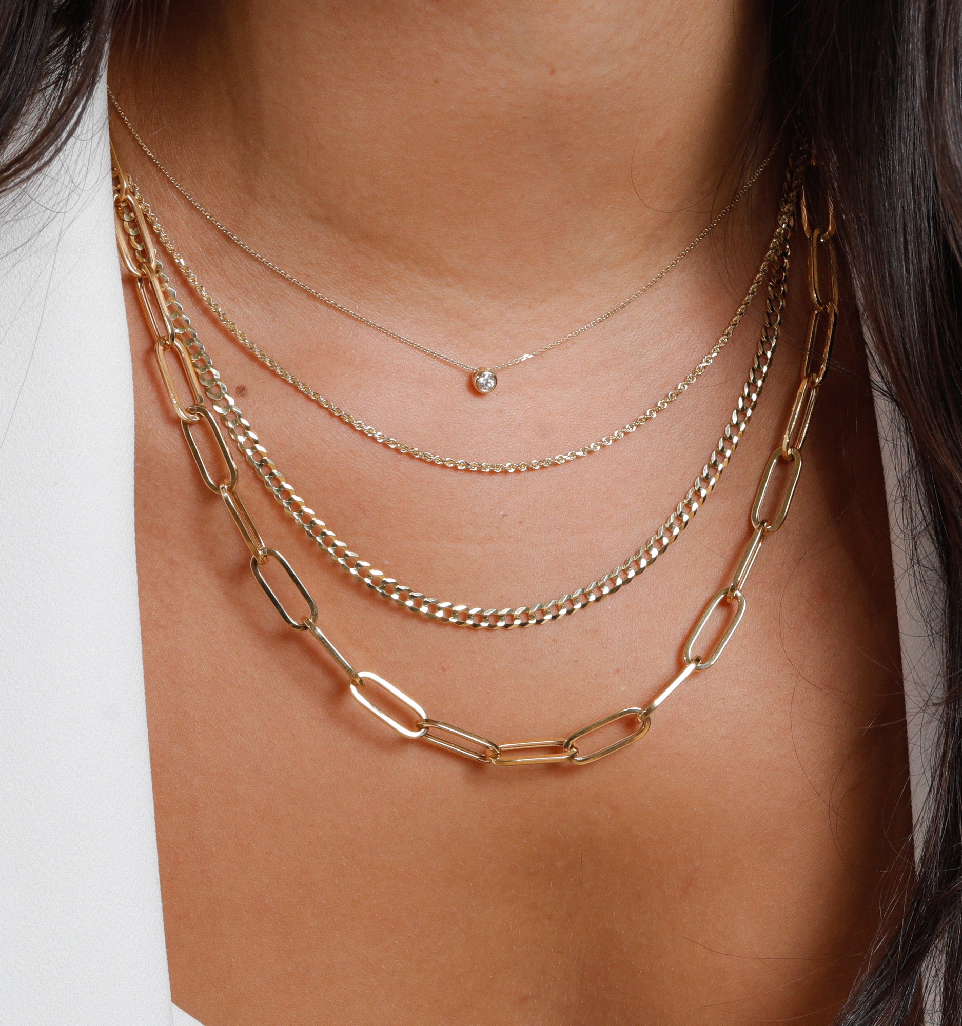 Rectangle Link Chain In 14K Solid Gold