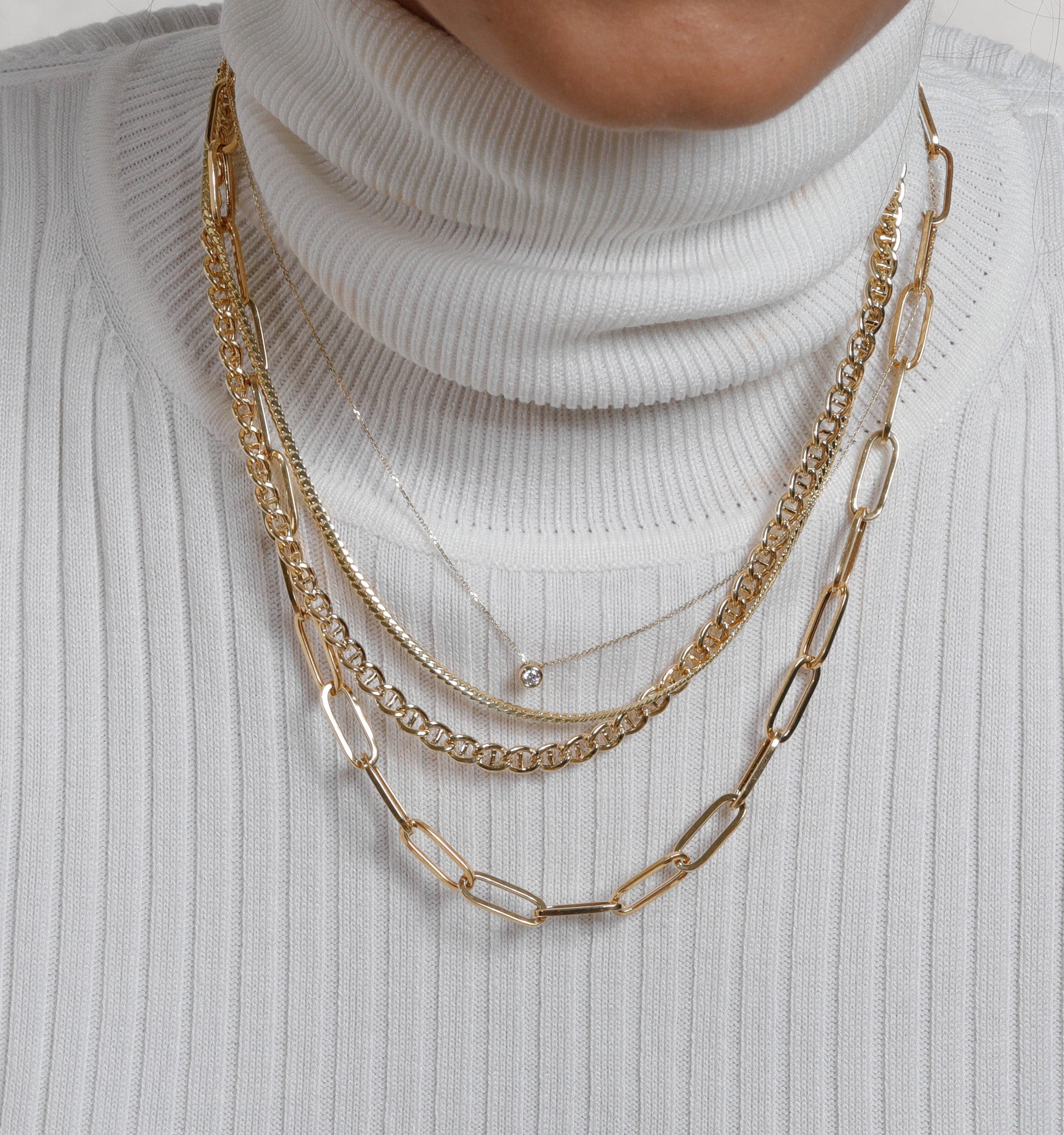 Solid Miami Cuban Chain Necklace In 14K Solid Gold