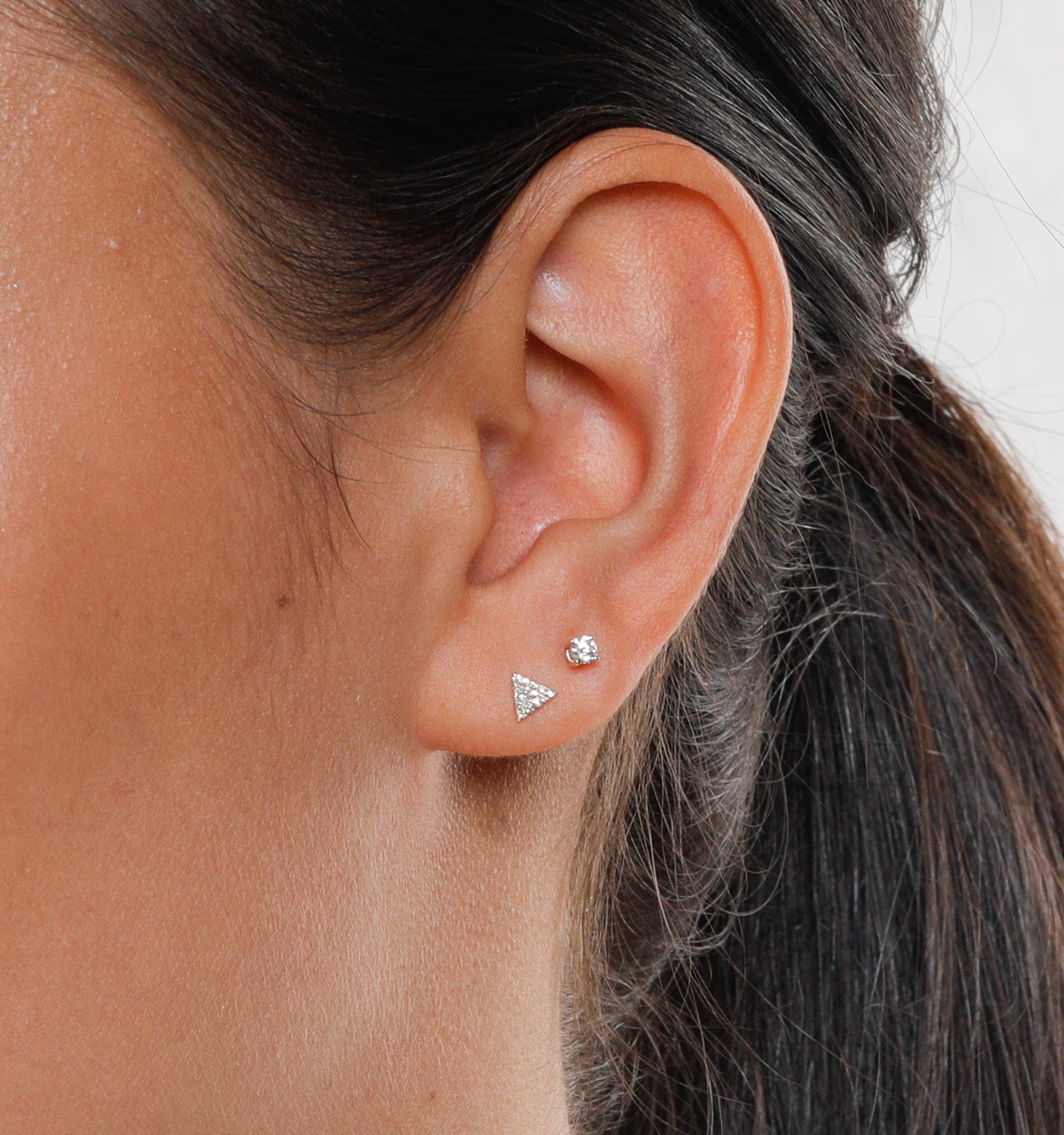 Pave Triangle Diamond Stud Earrings