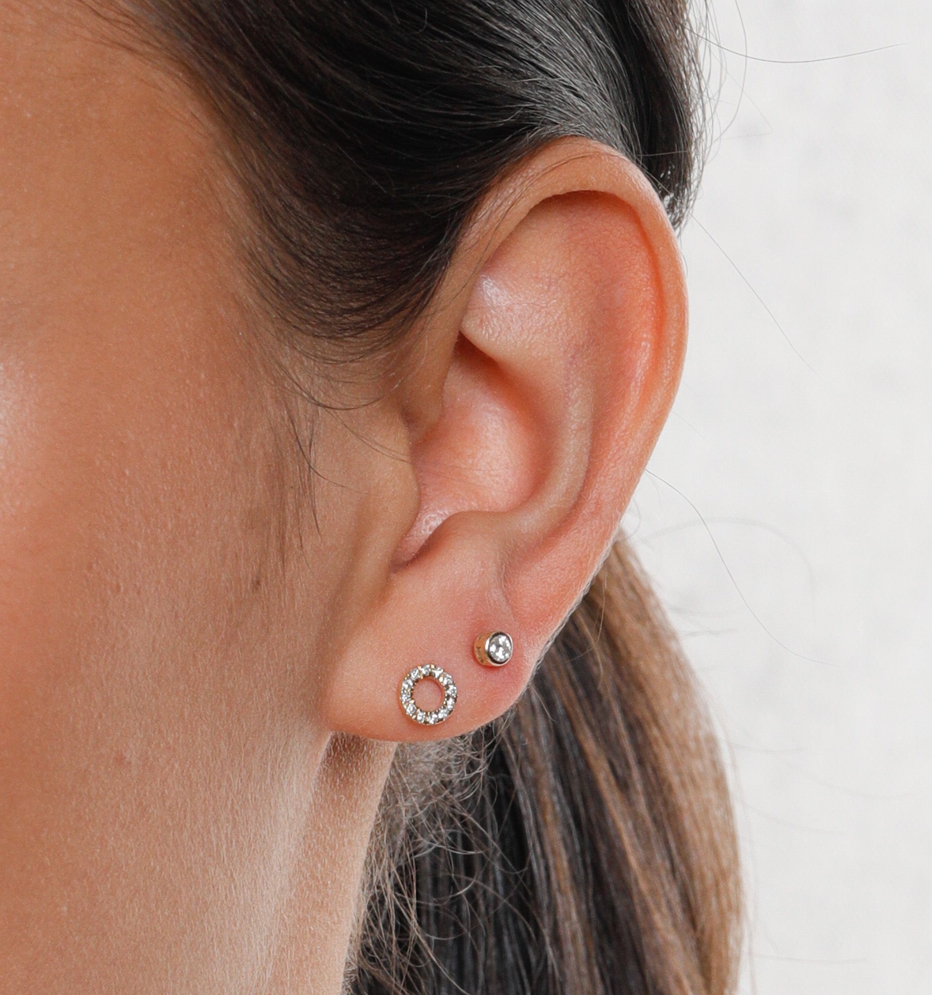 Circle Diamond Stud Earrings