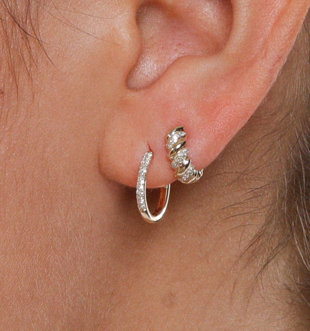 Oval Pave Diamond Hoop Earrings