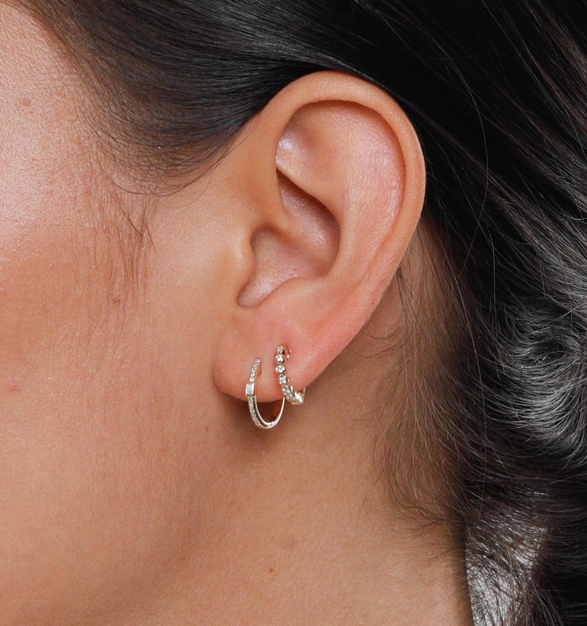 Baguette Diamond Hoop Earrings